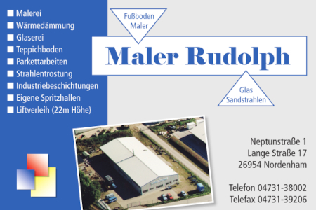 Maler Rudolph GmbH - Neptunstraße 1<br />26954 Nordenham