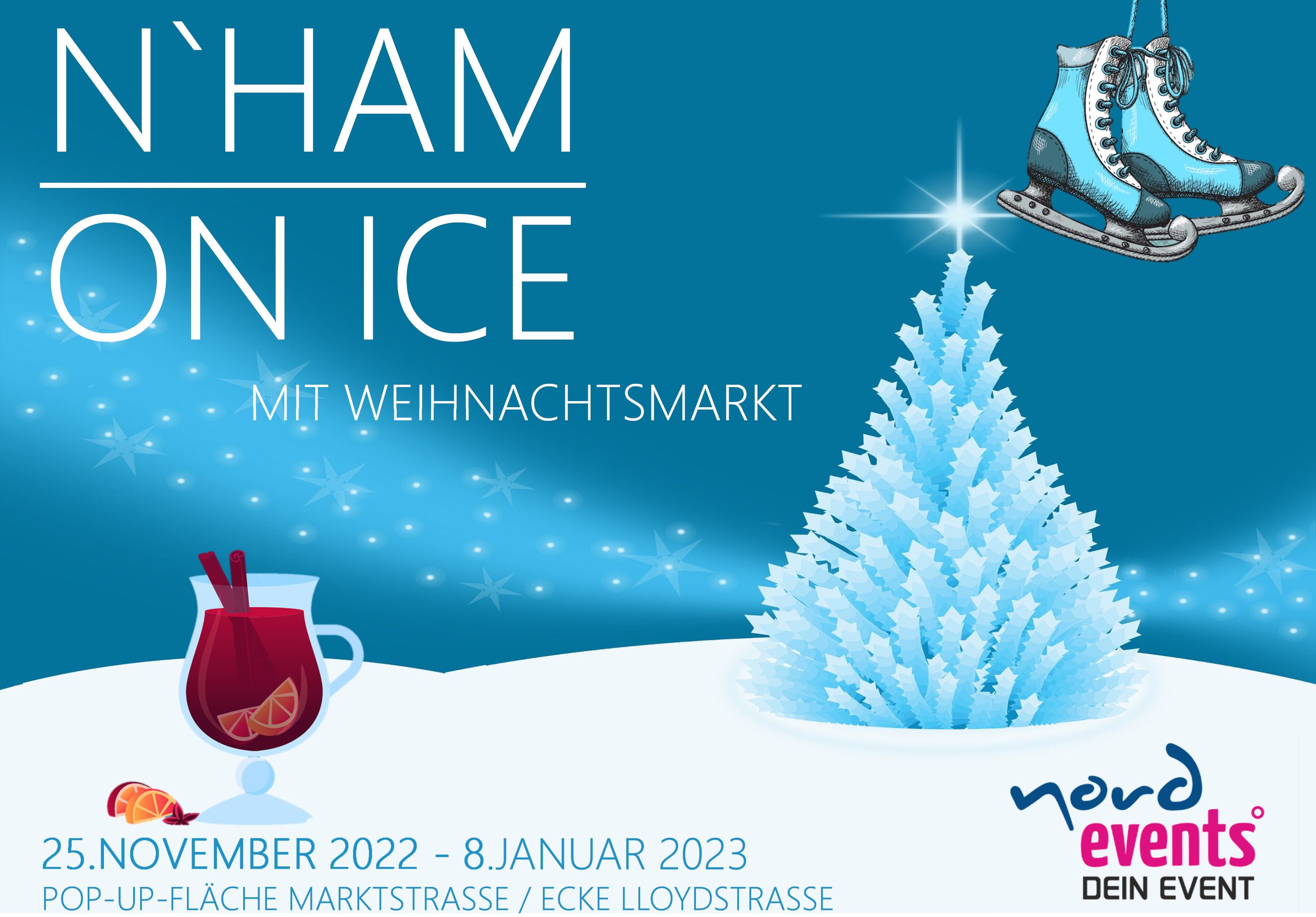 plakat nordenham on ice weihnachtsmarkt 2022